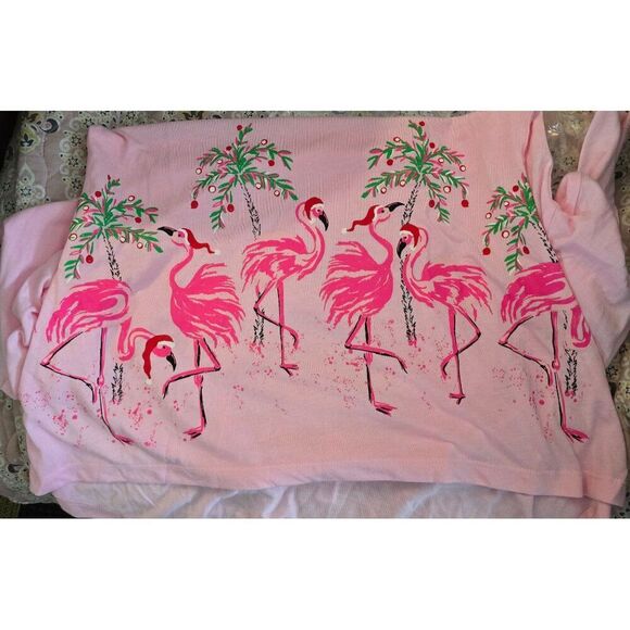 Mac & Belle Pink Flamingo holiday Print Long Sleeve Top fairycore cottagecore - Picture 9 of 9
